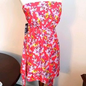 Express FLORAL Strapless Dress